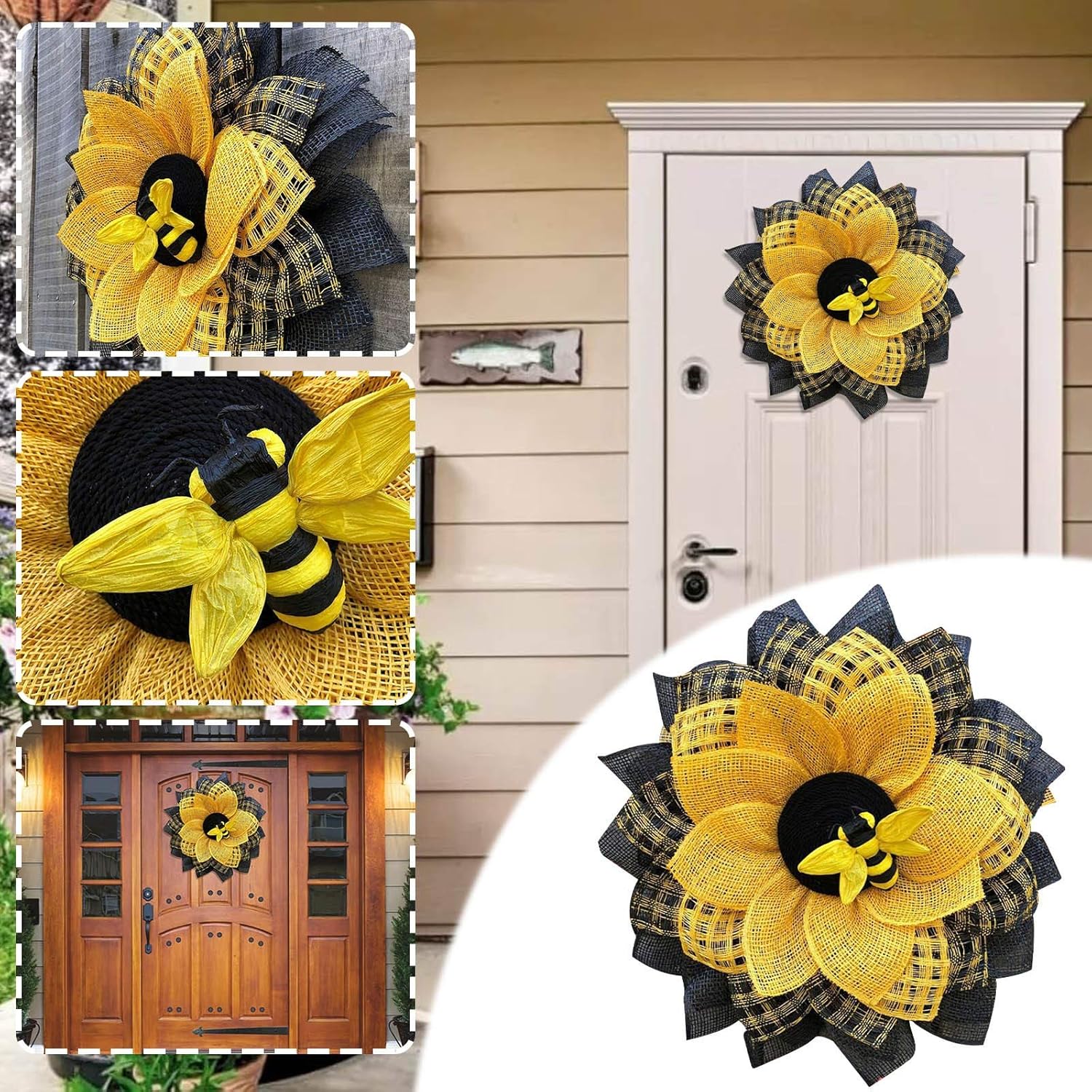 Summer Bee Wreath for Front Door