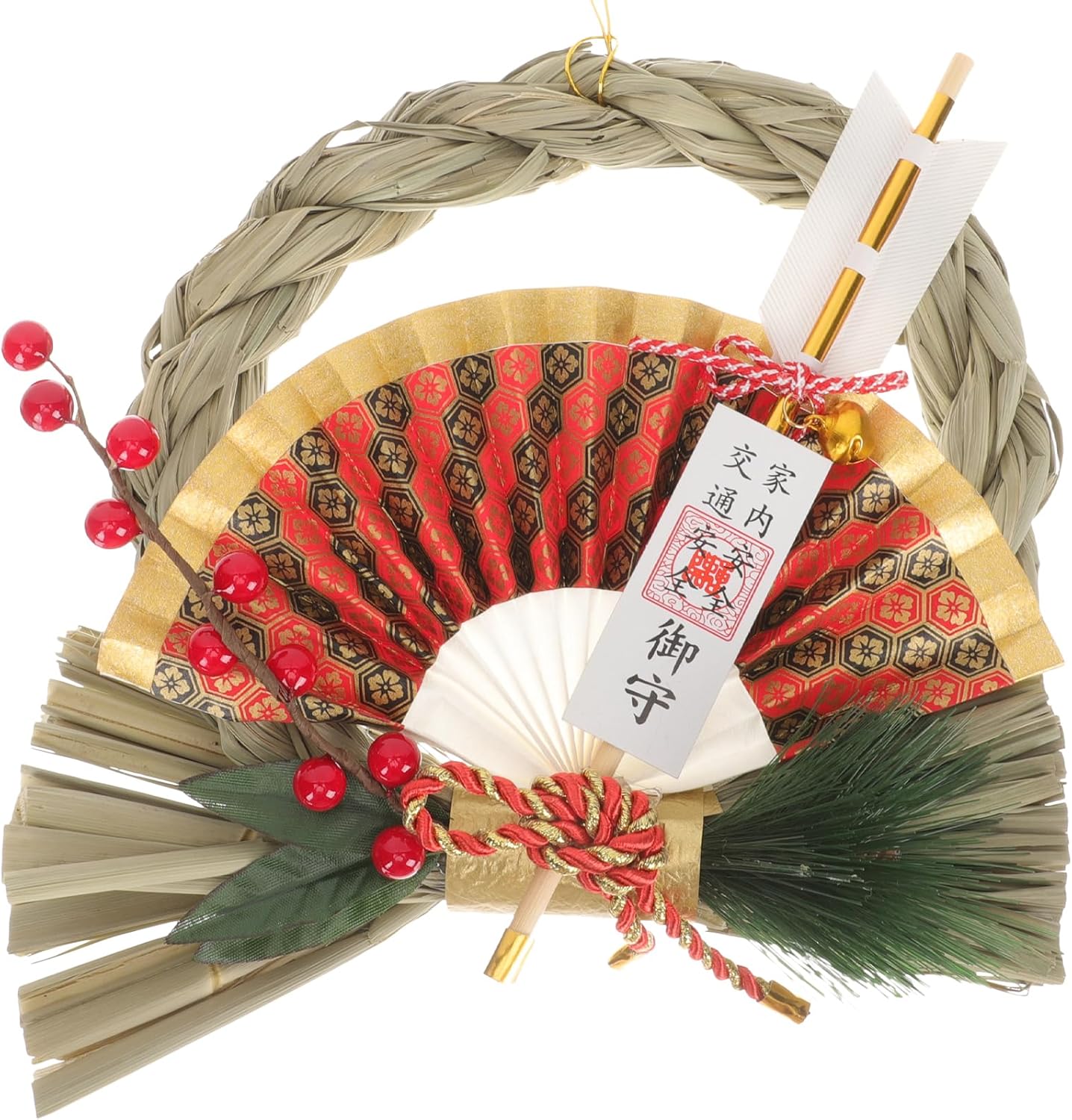 LIFKOME Japanese Straw Wreath Pendant