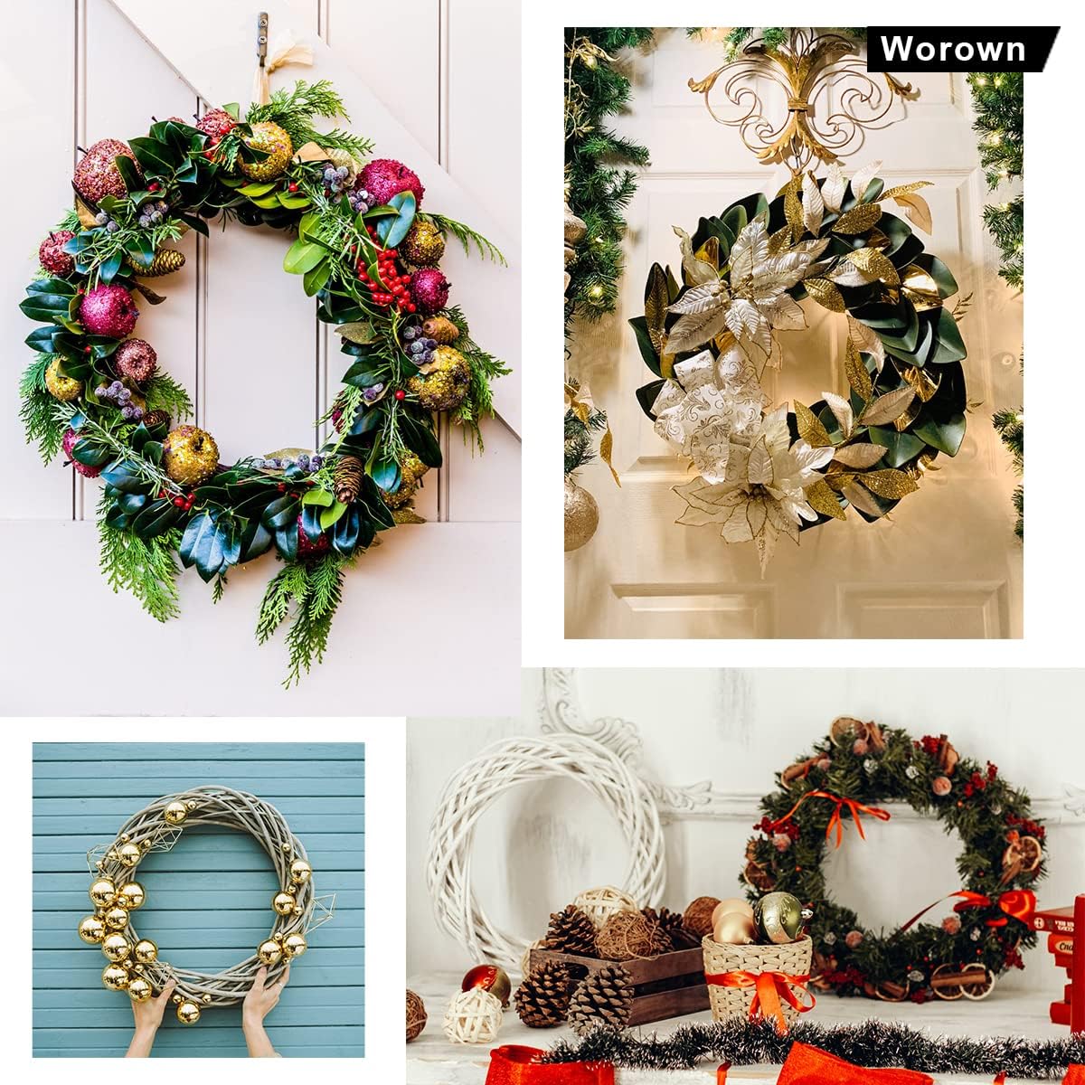 Worown 12 Inch Bamboo Hoops 2 Pack for Wreaths and Crafts