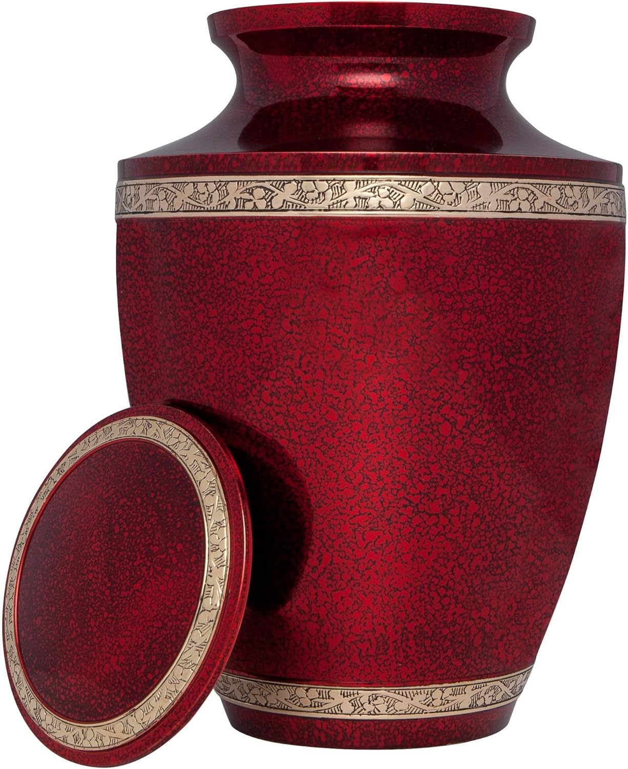 Red Cremation Urn - Handmade Brass - Torino Model