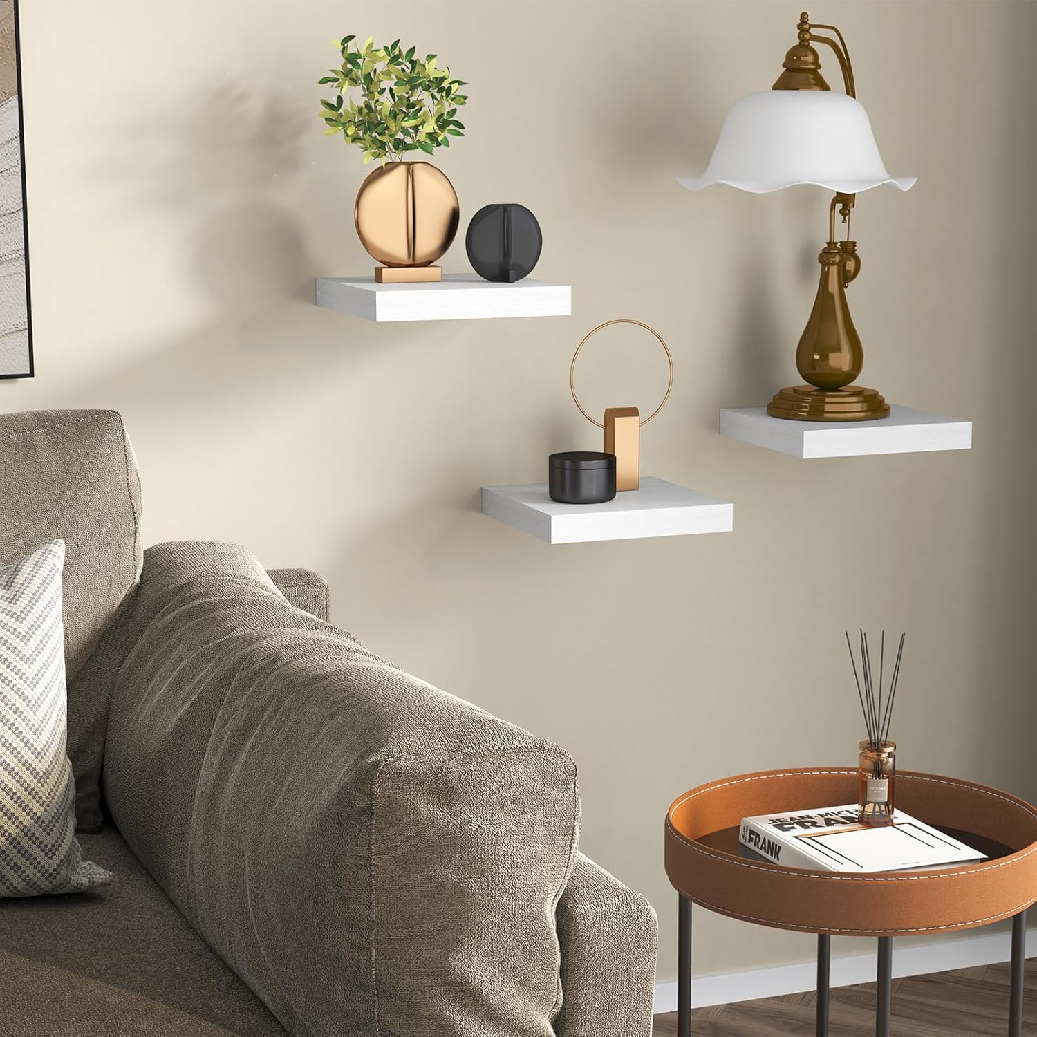 Fixwal 8in Floating Shelves Set of 3 Wall Mount Decor