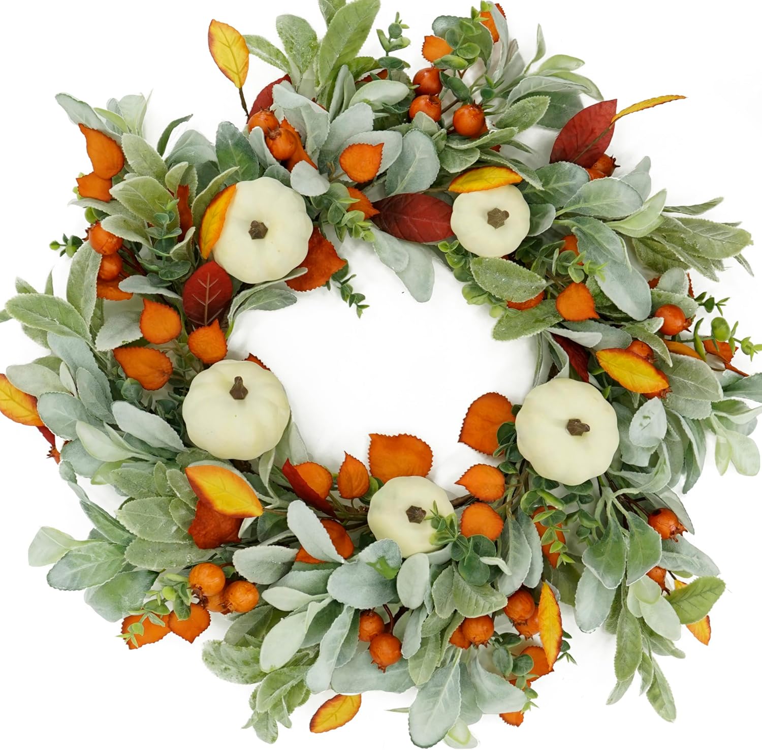 Autumn Pumpkin Wreath for Front Door Decor