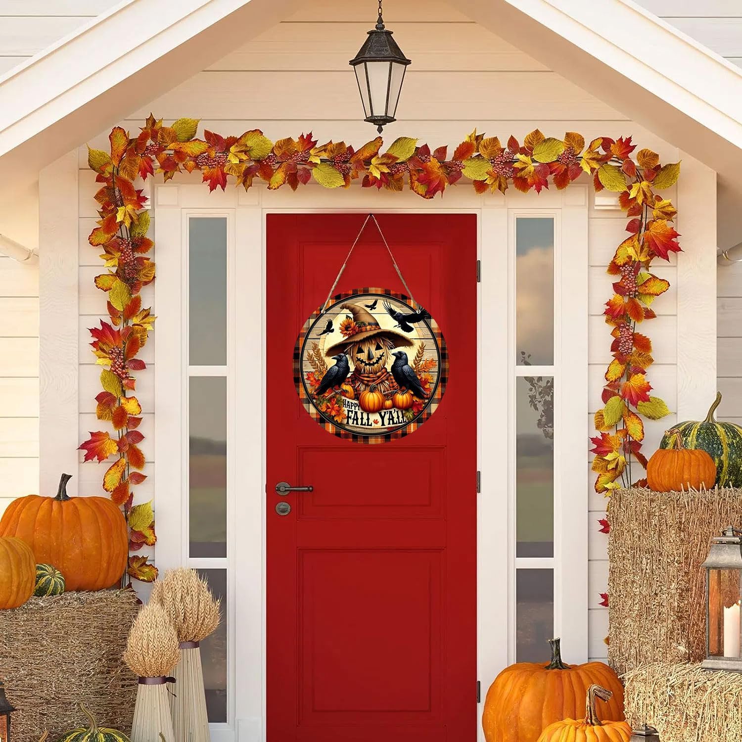 12 Inch Crow Wreath Halloween Door Decor