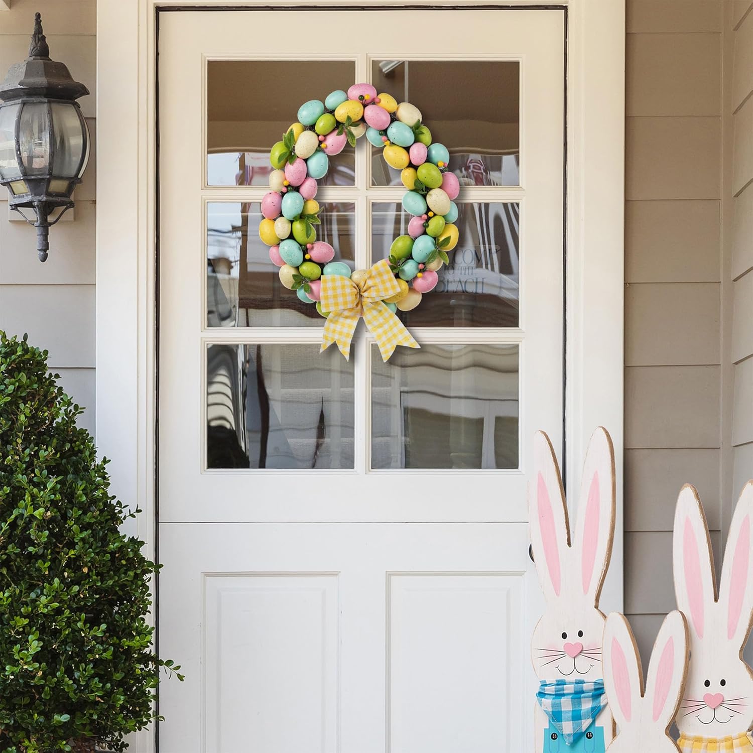 Glitzhome 18 Inch Easter Egg Spring Wreath for Front Door