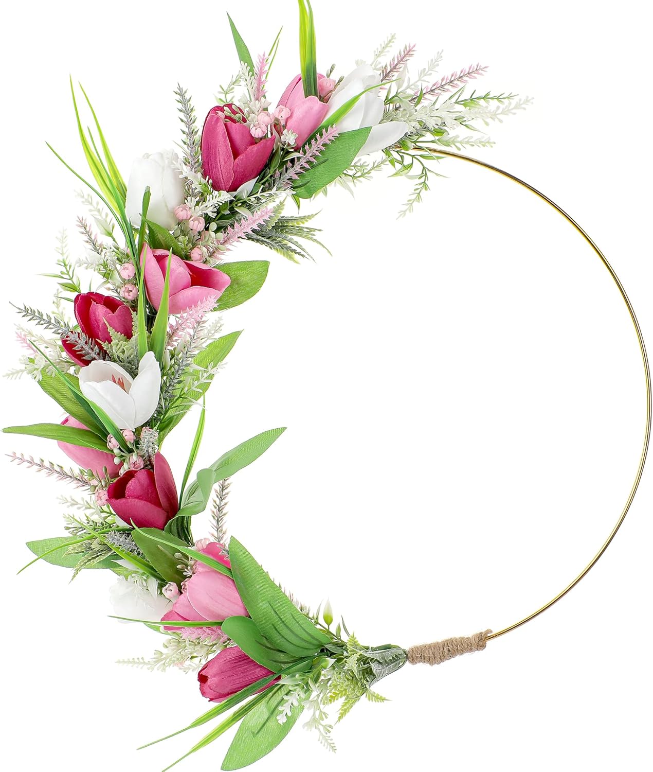 12 Inch Pink Tulip Wreath for Front Door