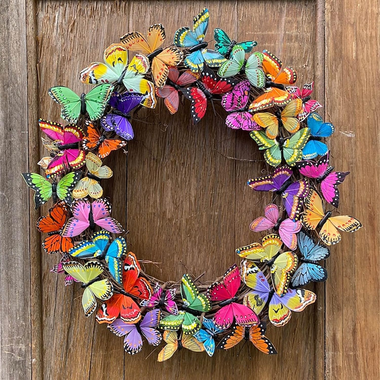 Butterfly Front Door Wreath with Artificial Tulips