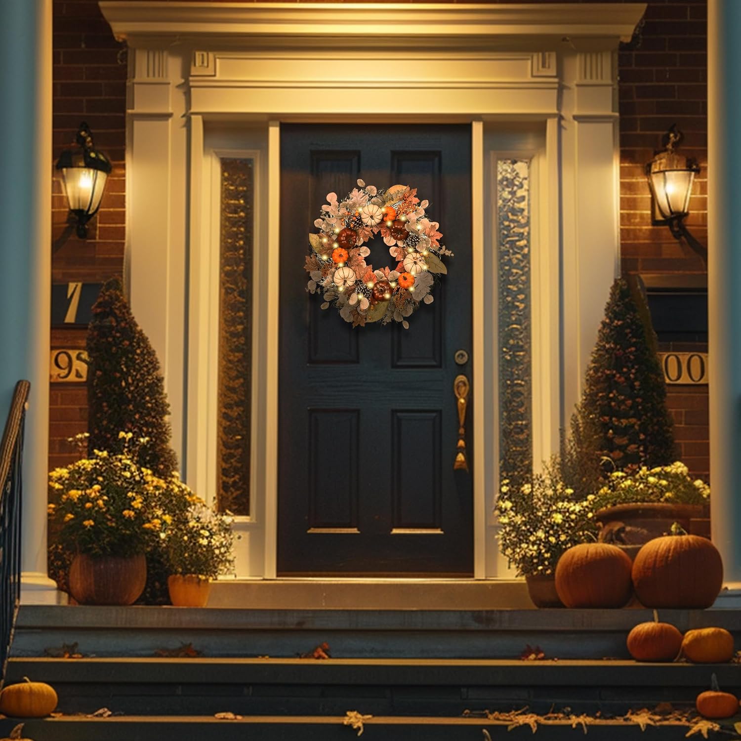 Valery Madelyn 24 Inch Eucalyptus Wreath with Lights