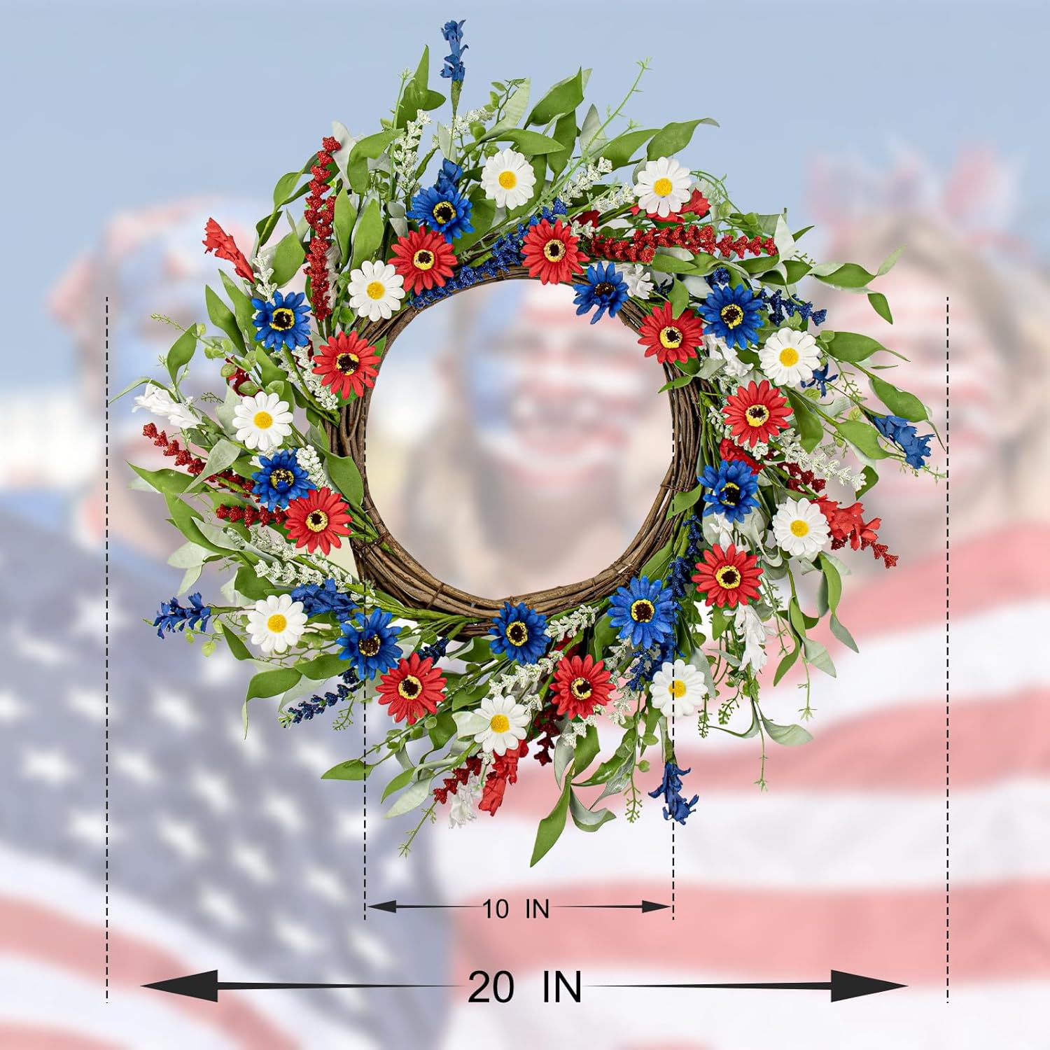 22 Inches Patriotic Wreath for Front Door and Wall