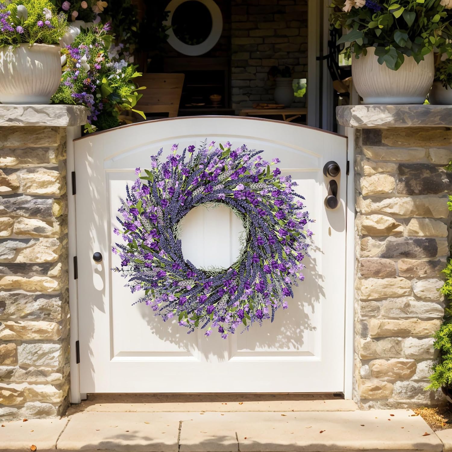 26 Inch Purple Lavender Wreath for Front Door Wedding Farmhouse