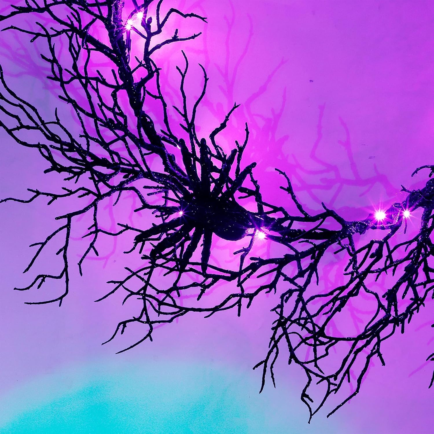 24 Inch Halloween Wreath with Purple LED Lights