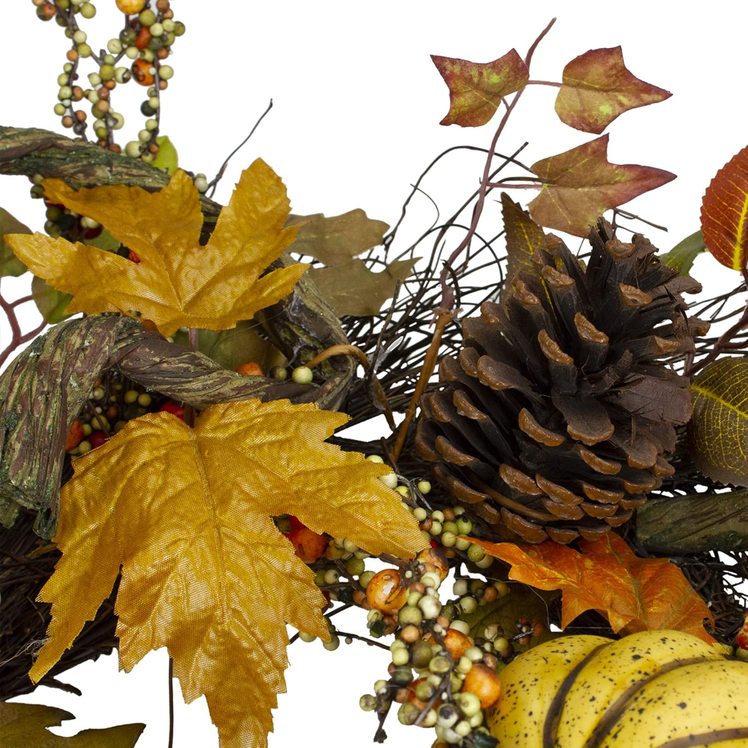 Autumn Harvest Wreath with Pumpkins and Sunflowers