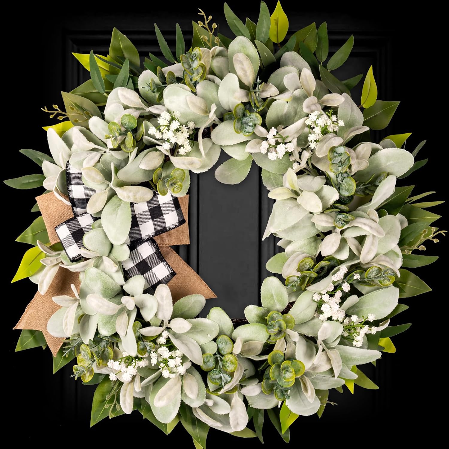 Lambs Ear Eucalyptus Front Door Wreath 20 Inch