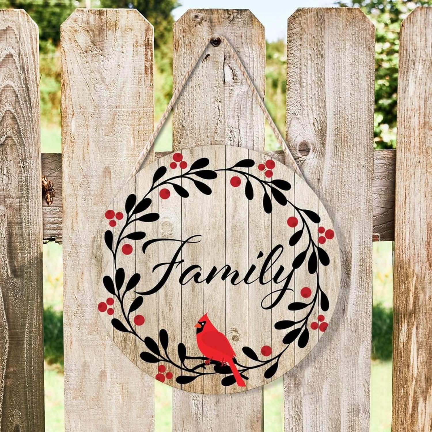 Farmhouse Door Wreath with Red Birds and Memorial Quote