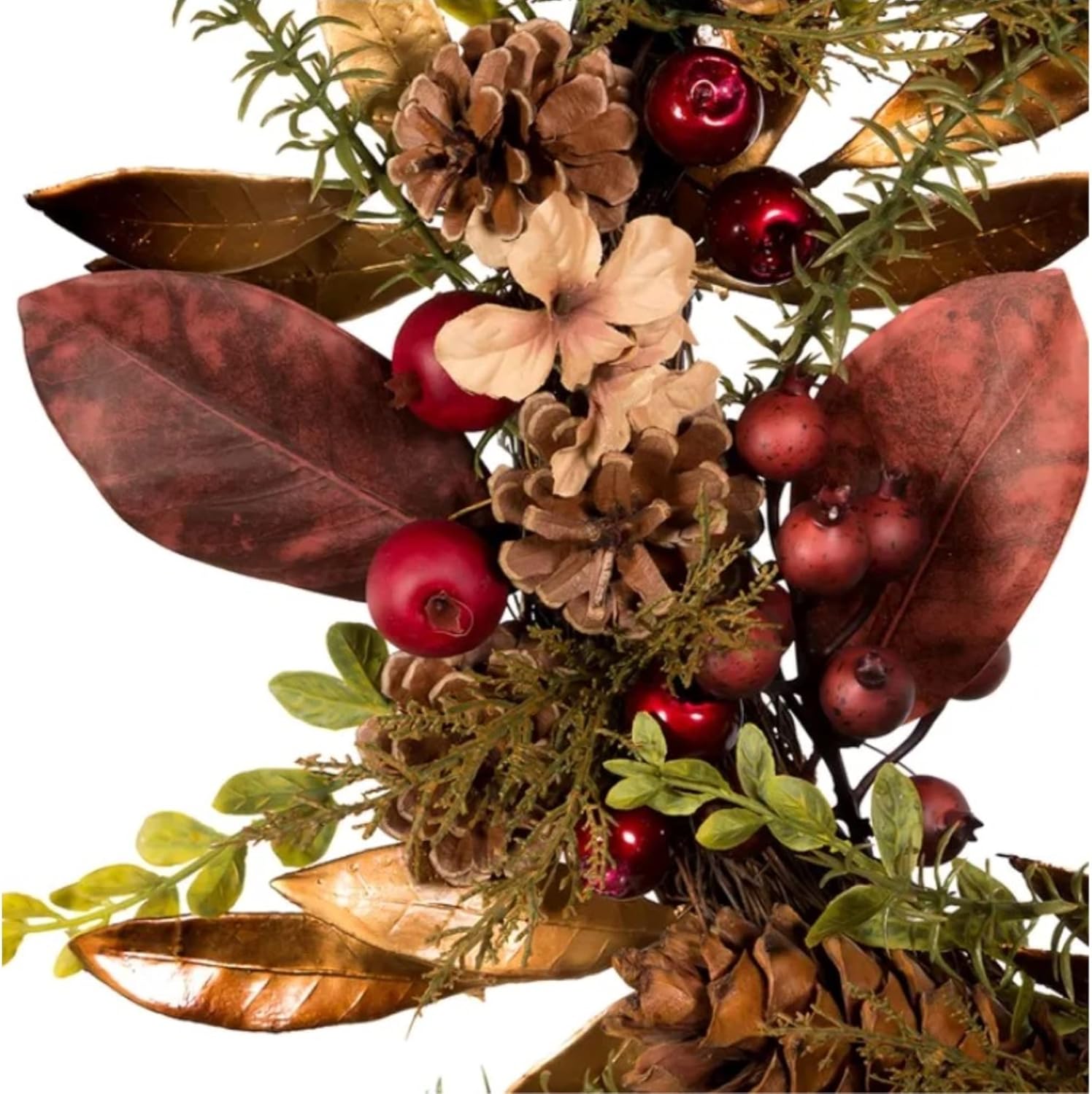 Kurt Adler Artificial Berries and Pinecones Rattan Wreath 20in