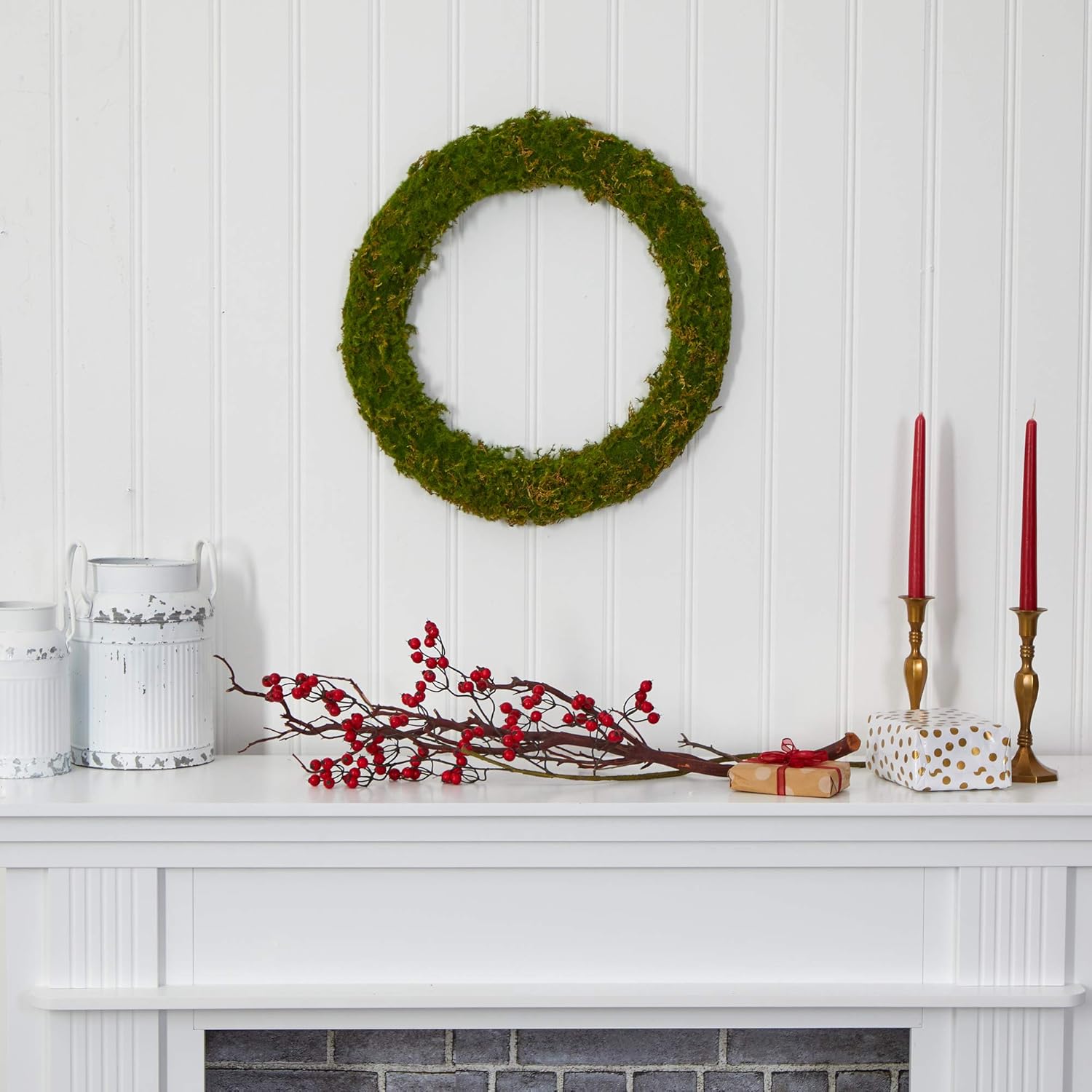 Nearly Natural 20in Moss Artificial Wreath