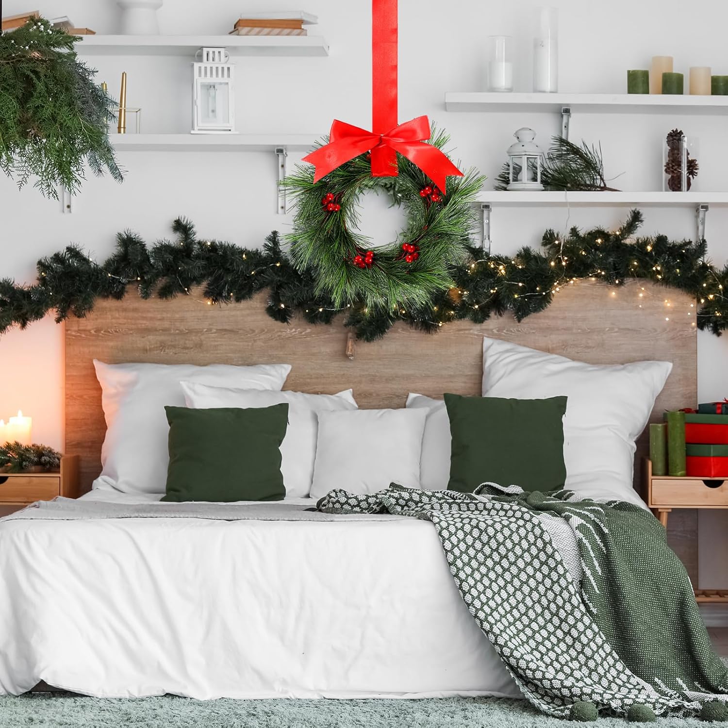 Lyrow 24 Pcs 6 Inch Christmas Wreath Set