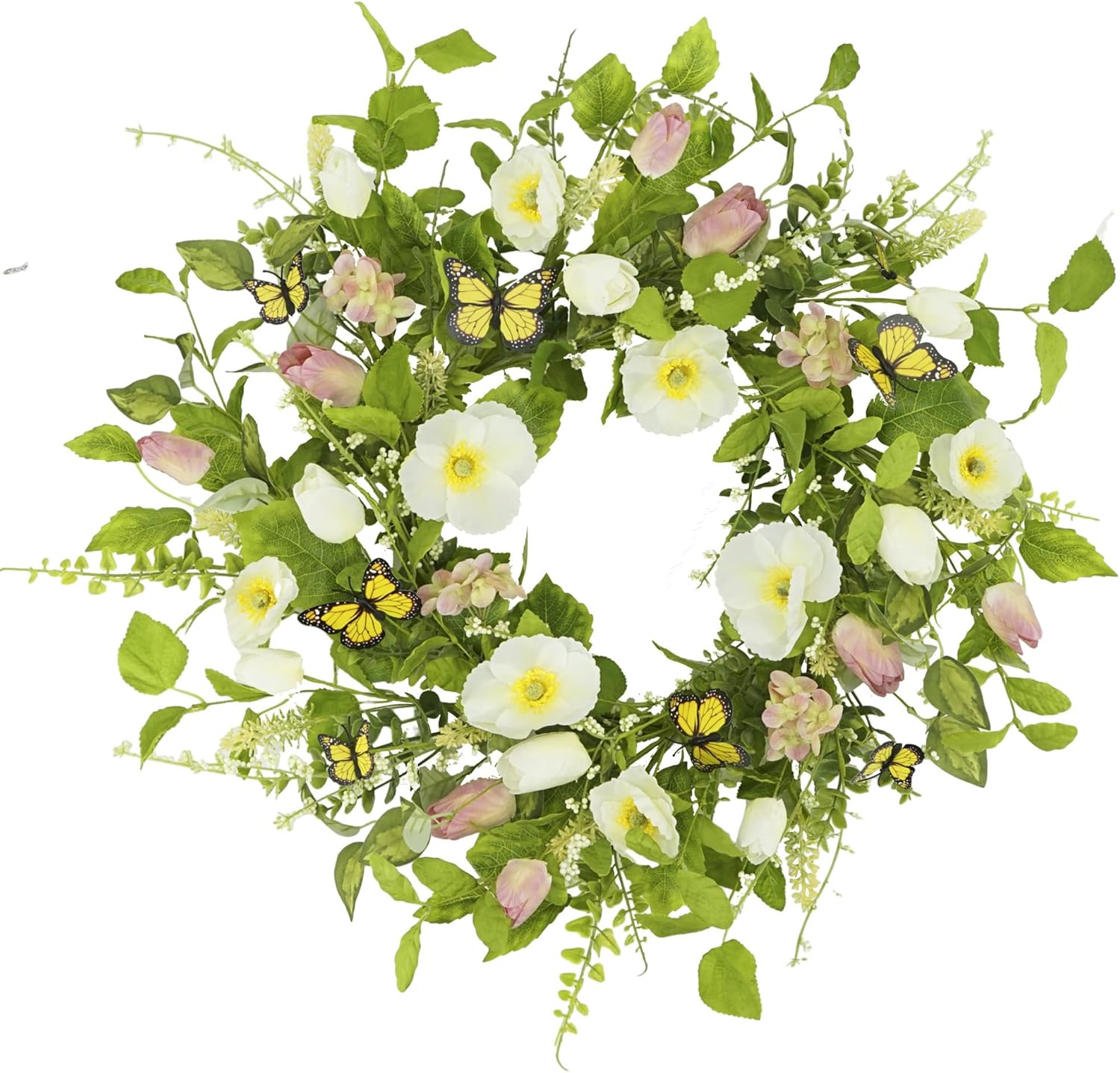 YNYLCHMX 18 Inch Spring Summer Wreath for Front Door