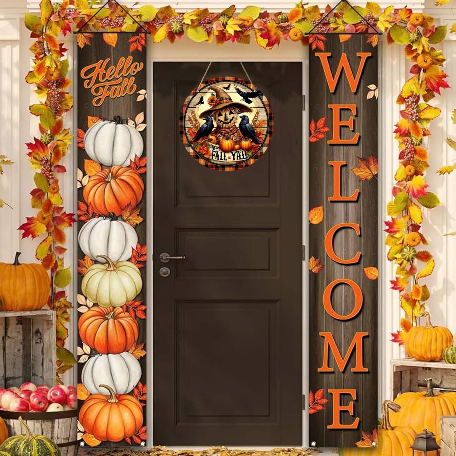 12 Inch Crow Wreath Halloween Door Decor