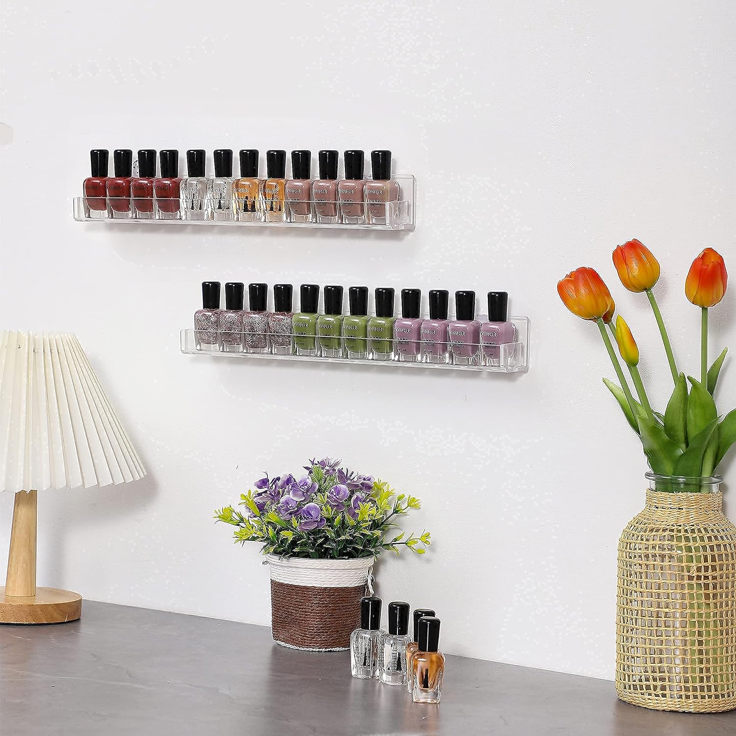 Cq Acrylic Invisible Clear Floating Bookshelf - 15 Wall Display Shelf Pack of 6
