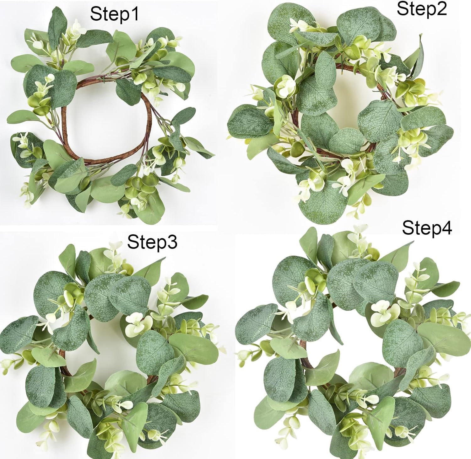 Artificial Eucalyptus Leaves Wreath 9 Inch Farmhouse Decor