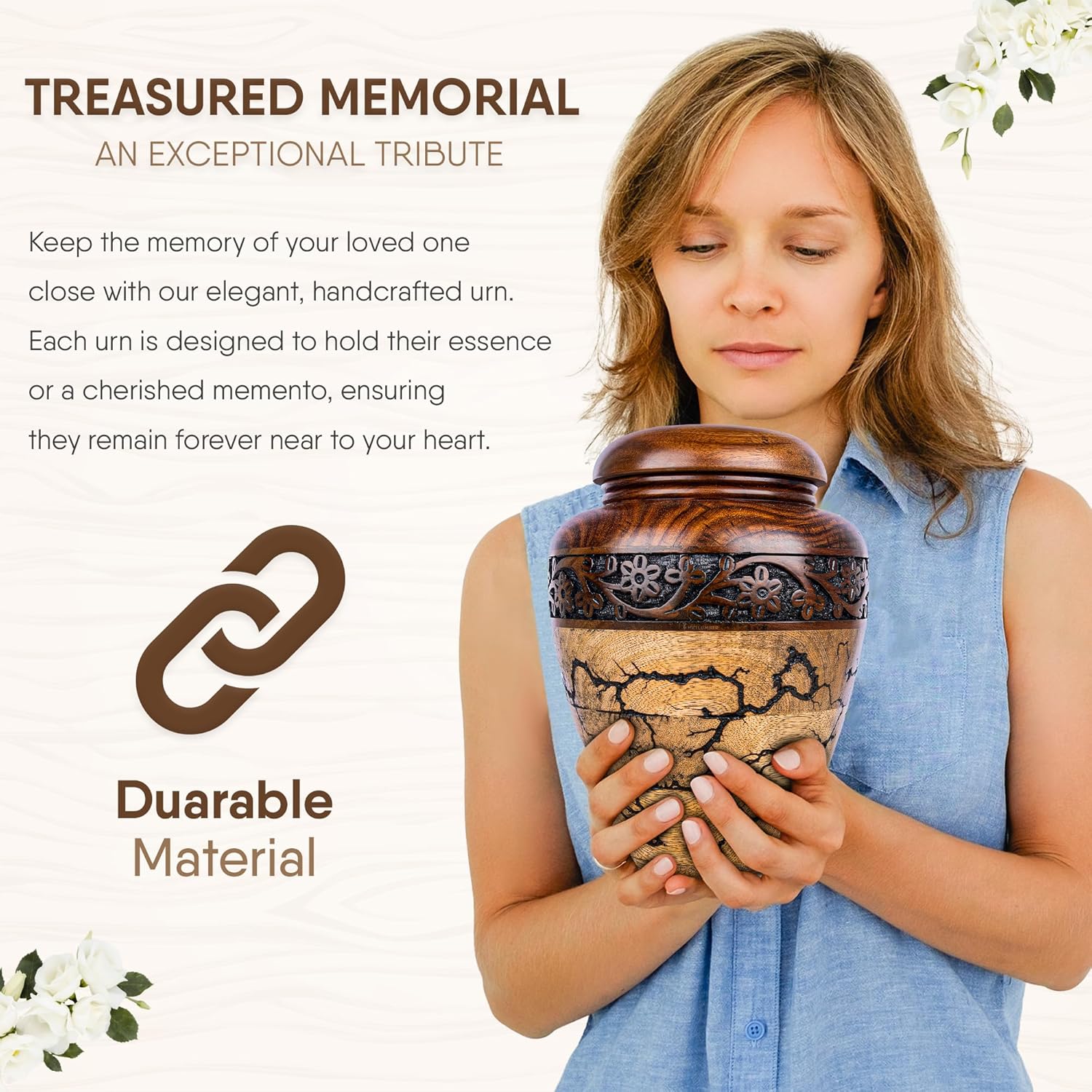 Premium Hand-Carved Wooden Cremation Urn