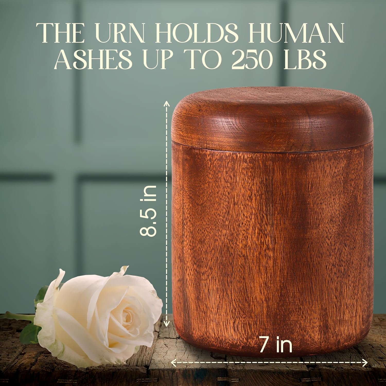 Elegant Wooden Urn for Human Ashes 250 LBS Capacity