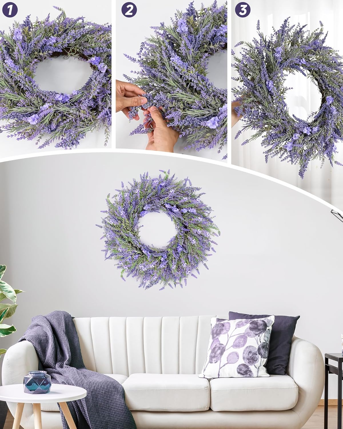 DDHS Lavender Wreath 24 Inch All Seasons Decor
