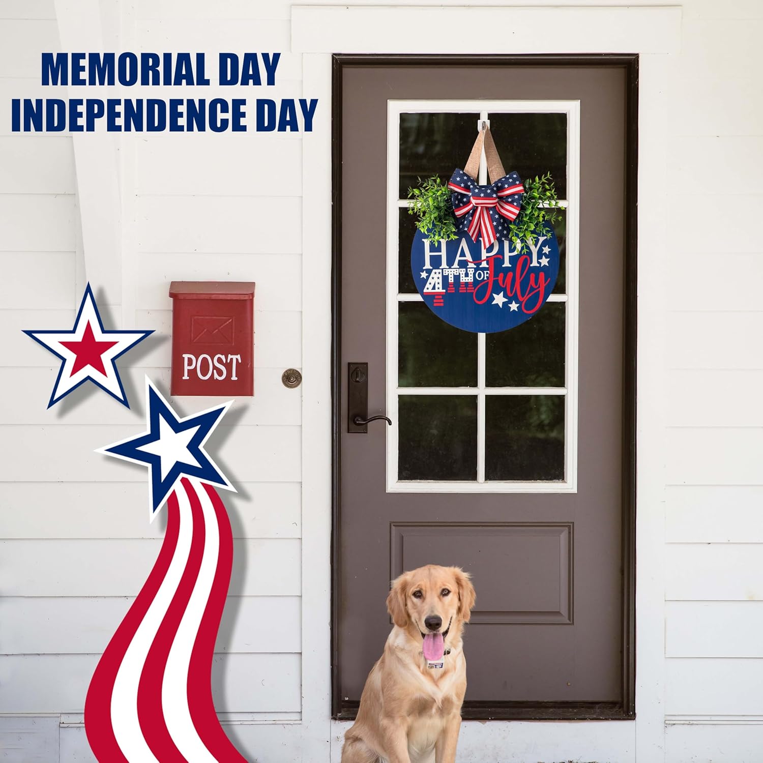 4th of July Patriotic Wooden Door Wreath