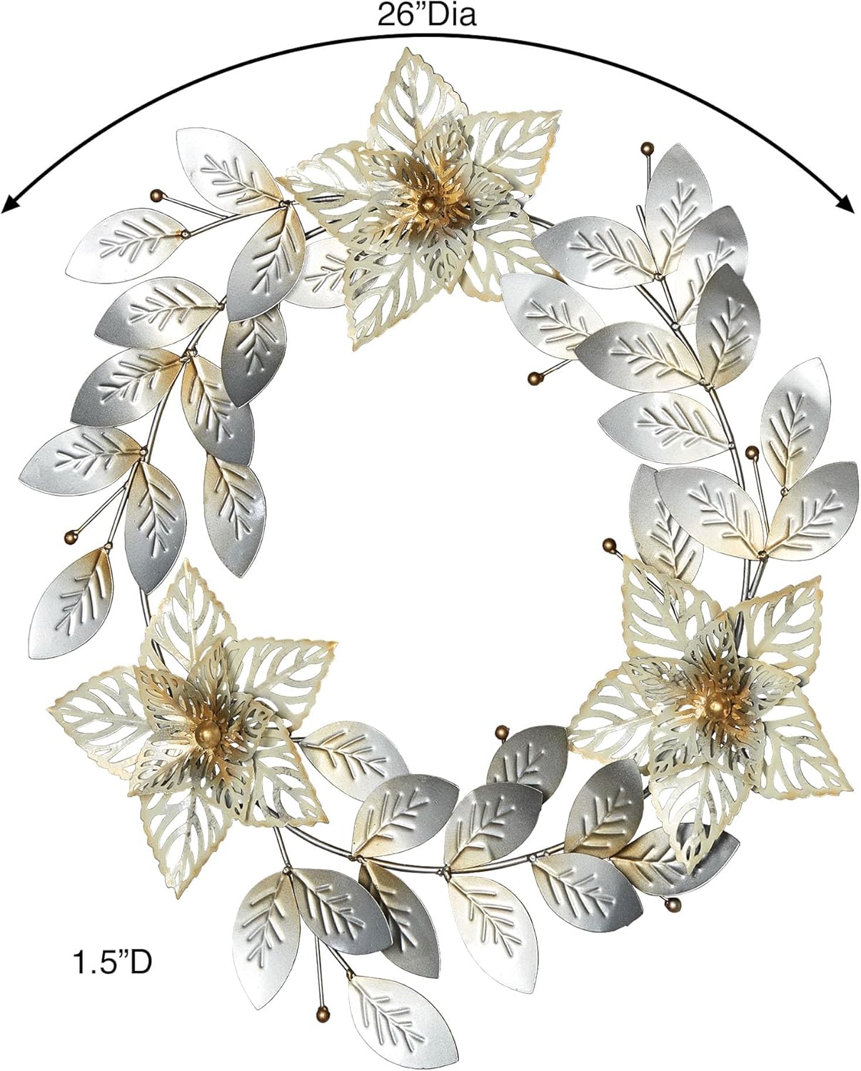 Touch of Class Metallic Sparkling Wreath Wall Art 26 Inch