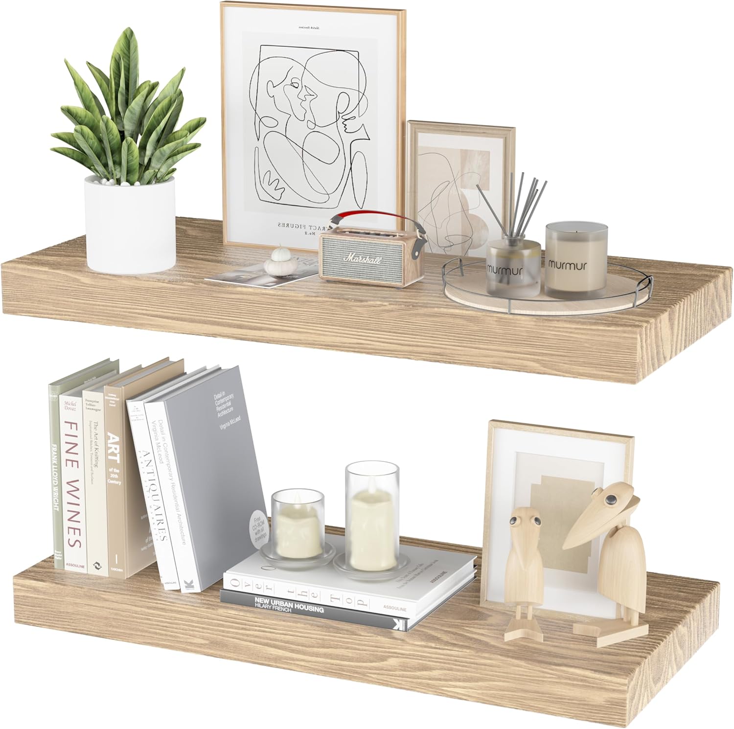 PopiShelves Floating Wall Shelves Set of 2