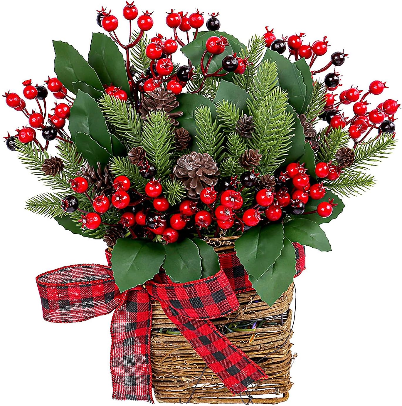 Christmas Door Wreath with Berries and Pine Cones