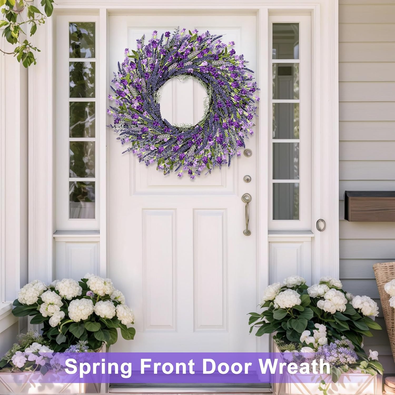 26 Inch Purple Lavender Wreath for Front Door Wedding Farmhouse