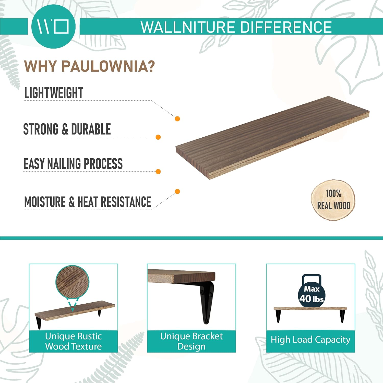 Wallniture Arras Wood Floating Shelves Set of 10