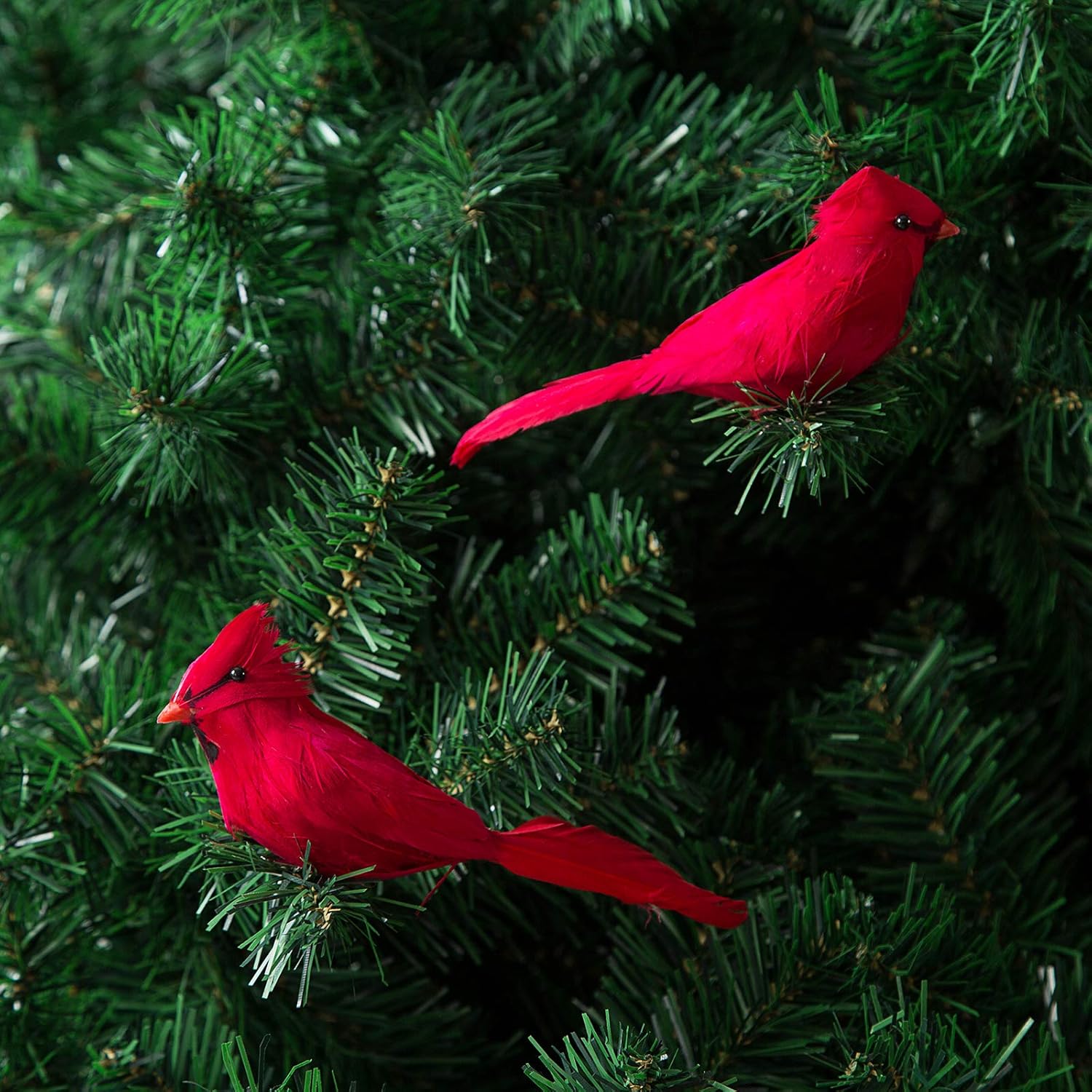 Ogrmar 12 Pack Red Birds Clip On Christmas Tree Decorations