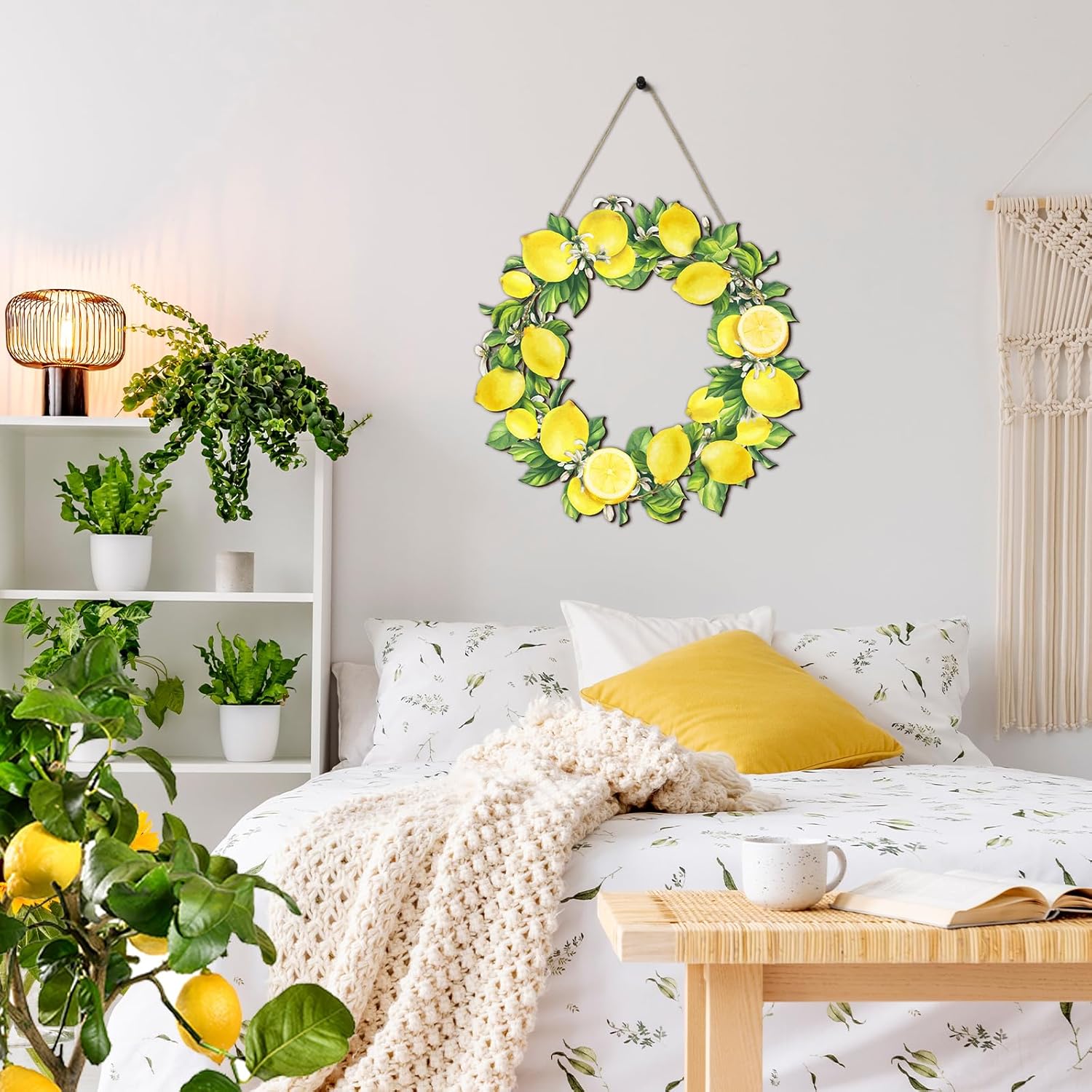Lemon Wreath Front Door Summer Decor Hanging Sign