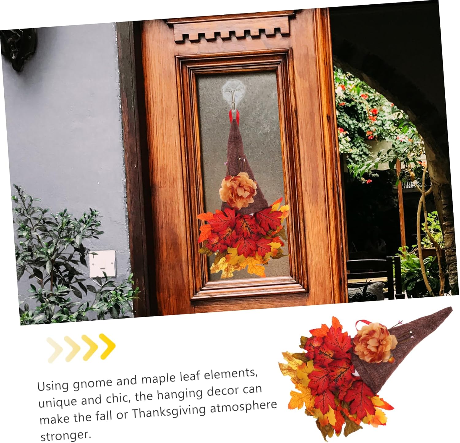 Front Door Autumn Wreath with Gnome Design