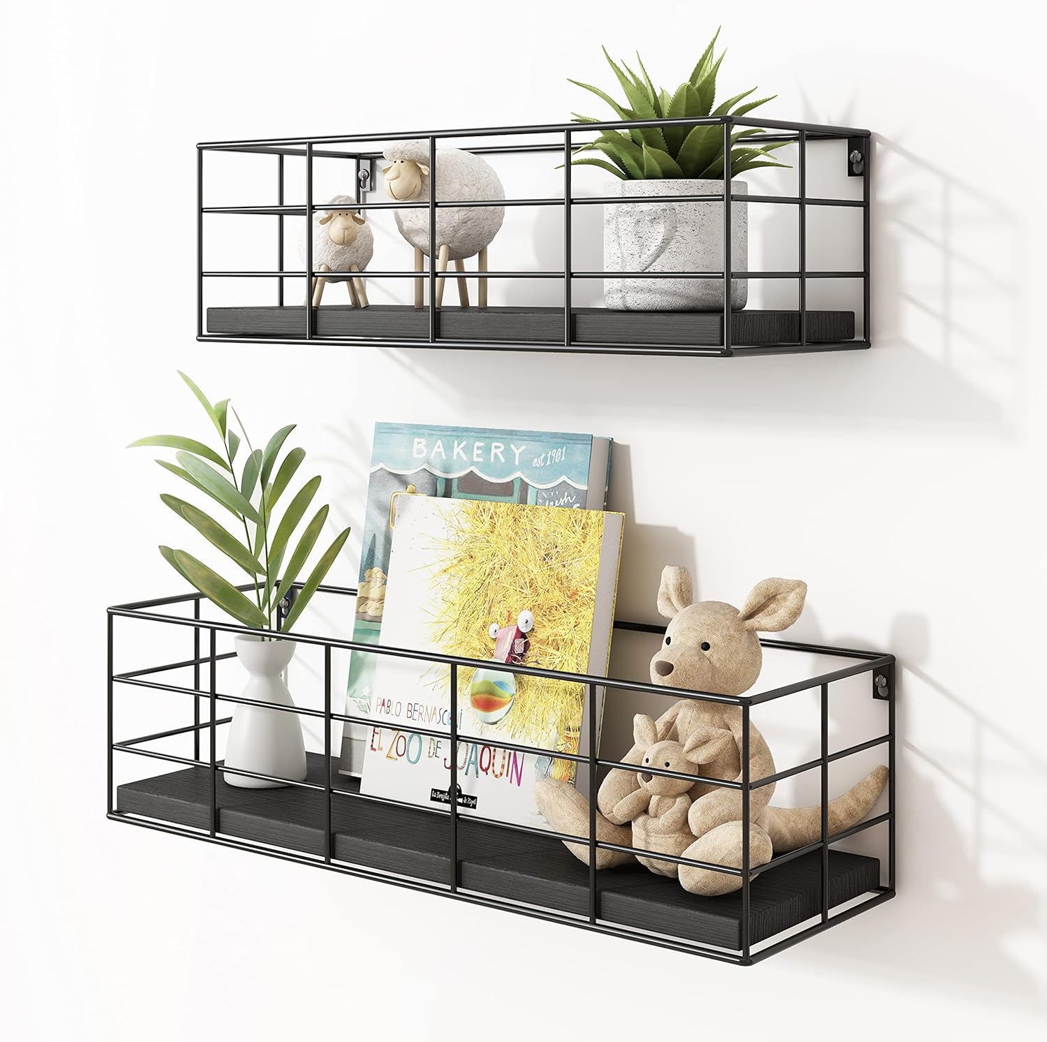 Fixwal 4 Set Floating Shelves Wall Decor Storage Black
