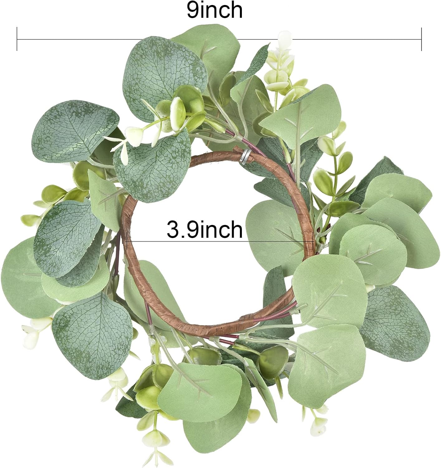 Artificial Eucalyptus Leaves Wreath 9 Inch Farmhouse Decor
