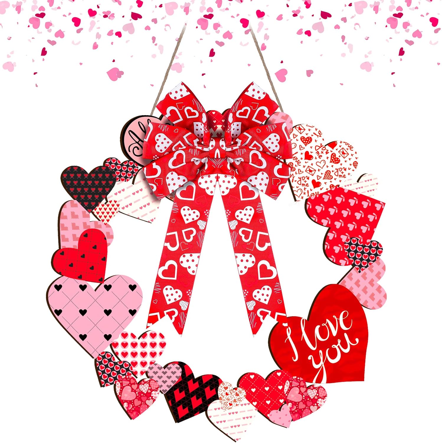 Yalikop Spring Heart Wreath Door Hanging Sign