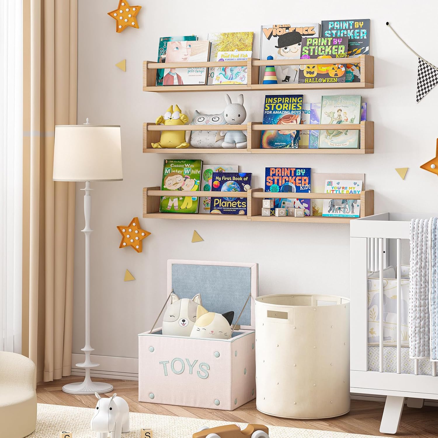 Fixwal Floating Bookshelves Set of 3 for Baby Nursery