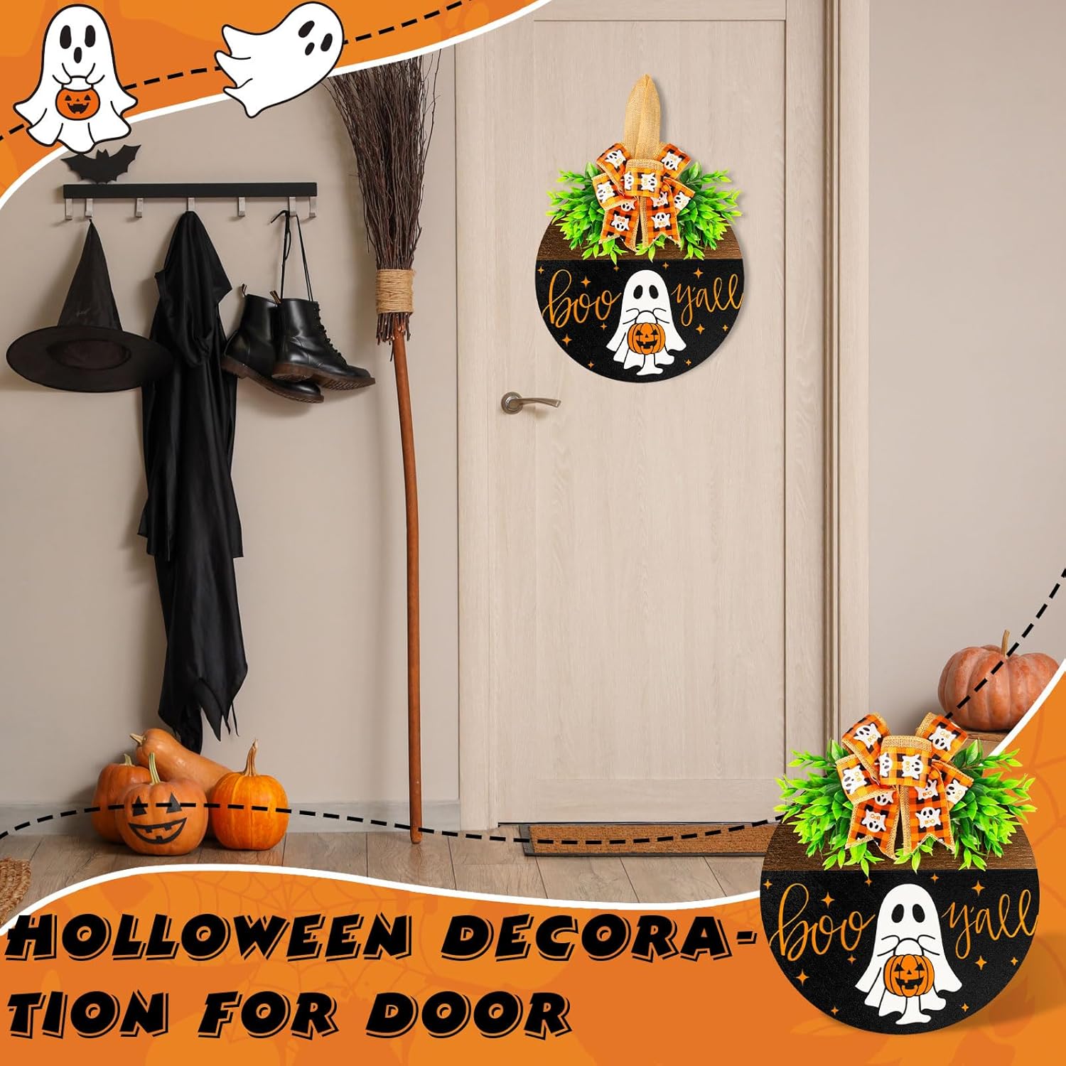 Denylo Pro Halloween Wood Welcome Sign