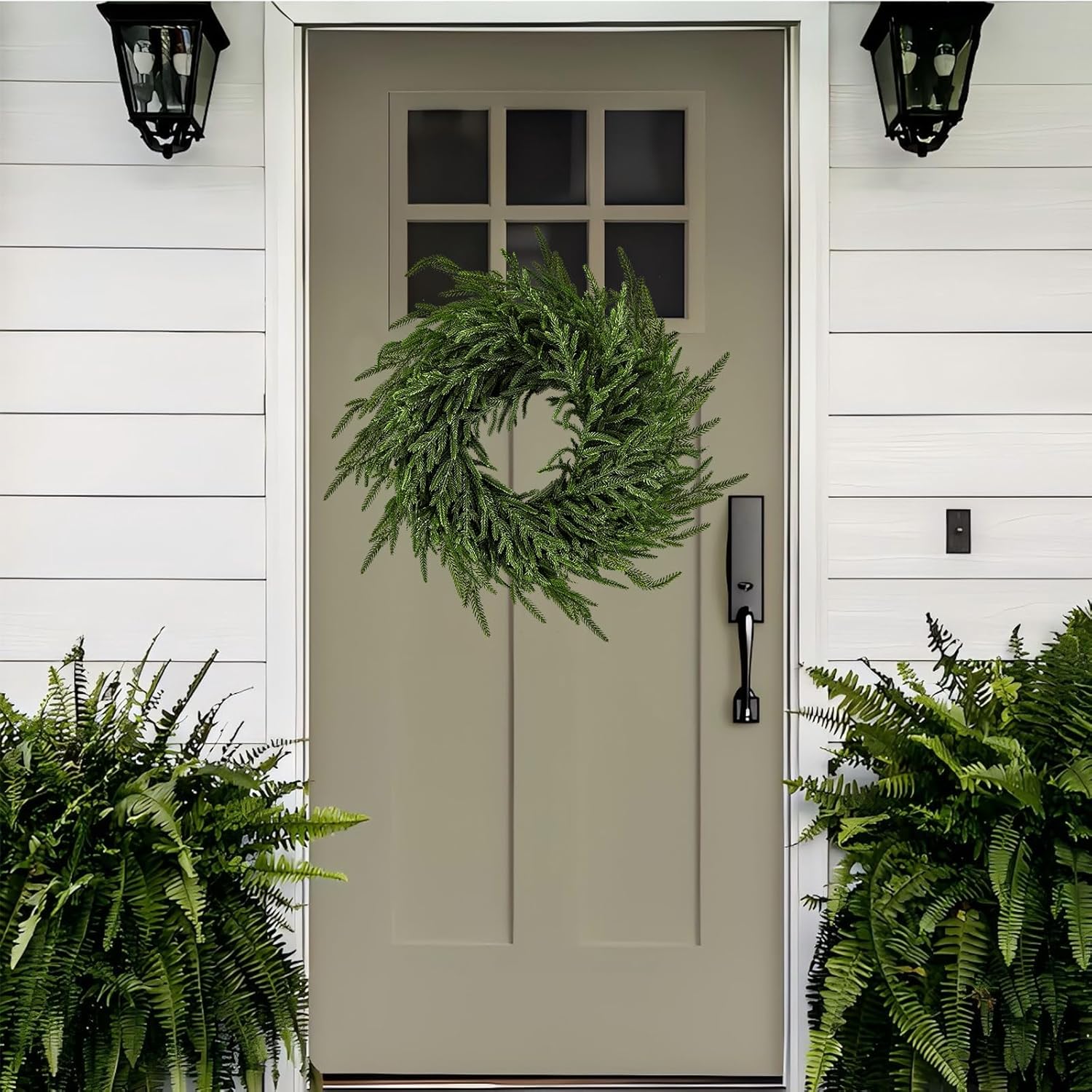ENVEN 24 Inch Norfolk Pine Artificial Wreath