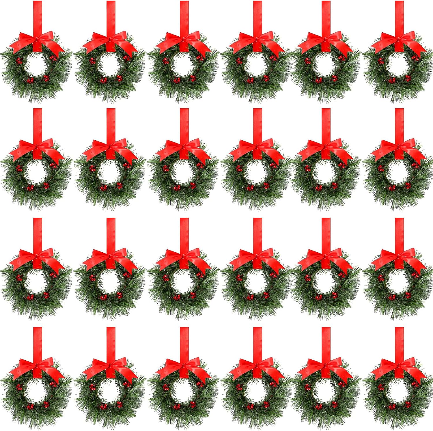 Lyrow 24 Pcs 6 Inch Christmas Wreath Set