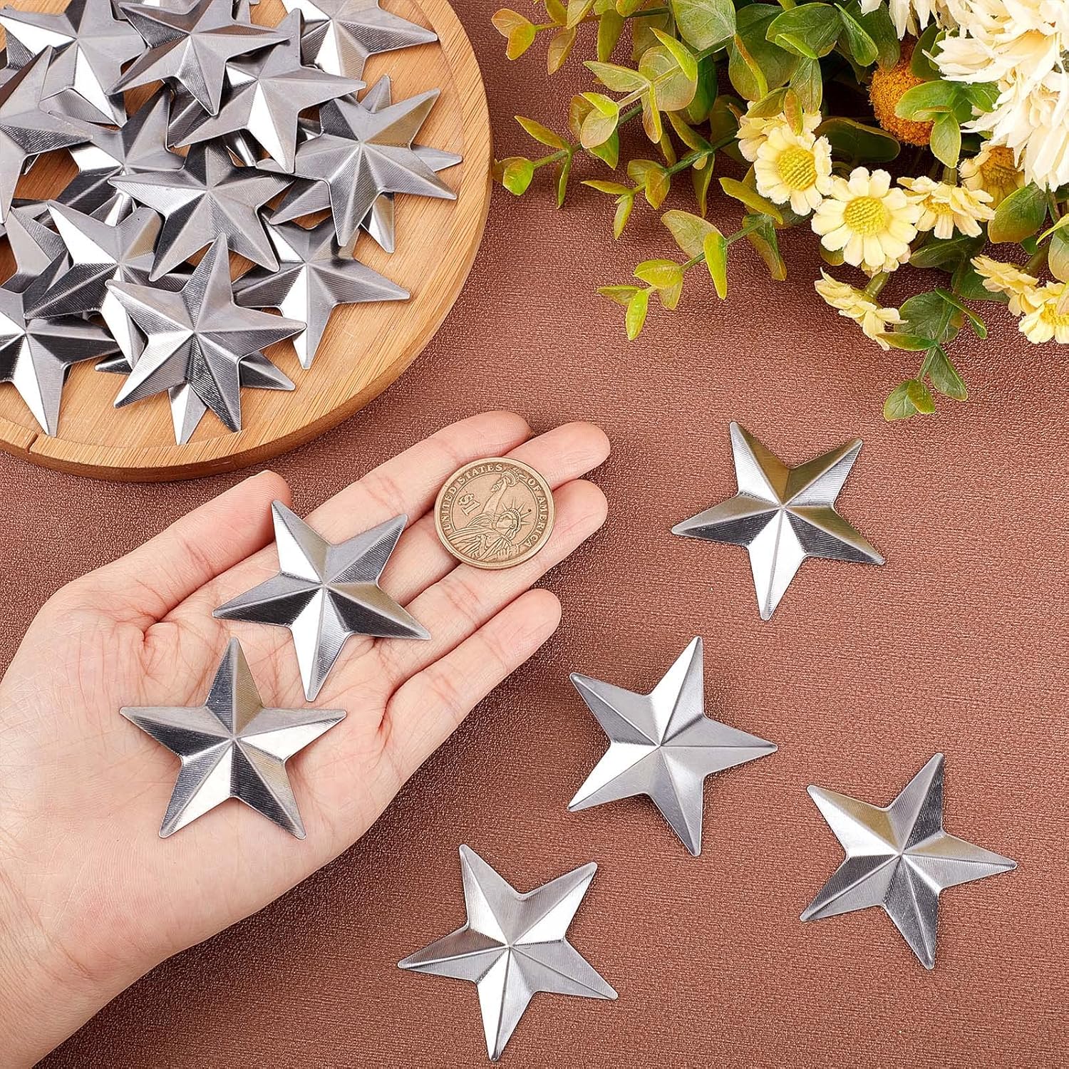 GORGECRAFT 100PCS 2 Inch Primitive Silver Metal Stars