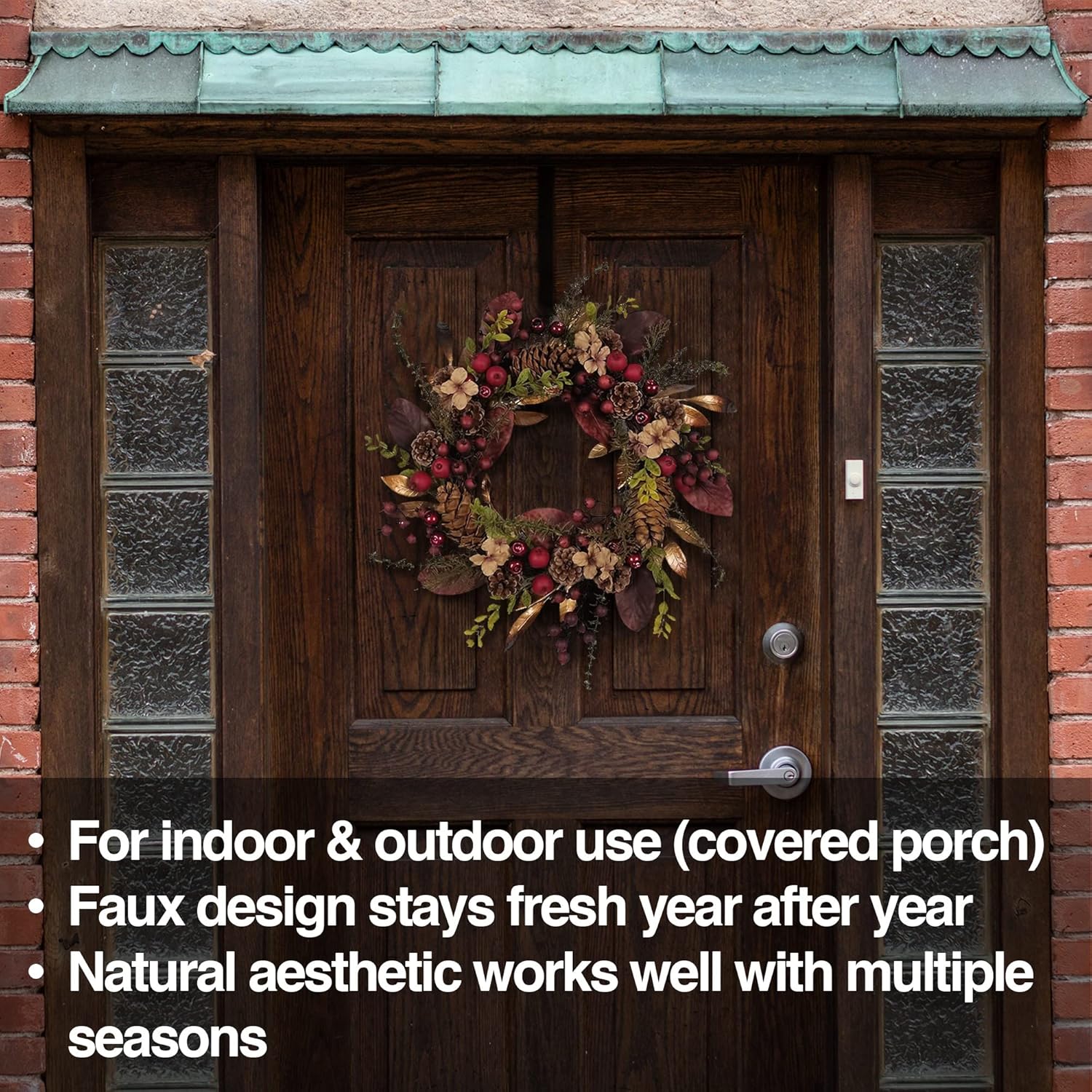 Kurt Adler Artificial Berries and Pinecones Rattan Wreath 20in