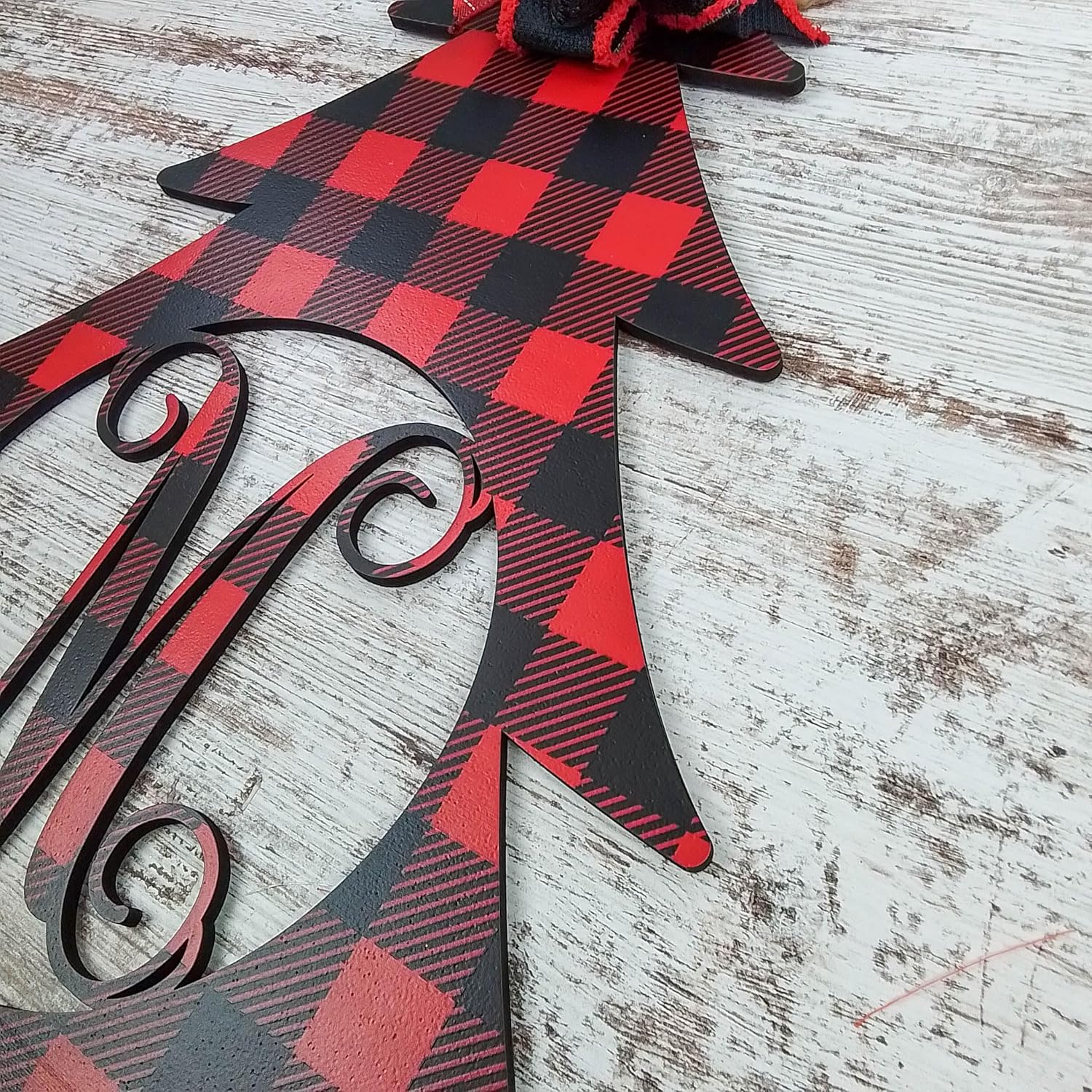 18 Inch Monogram Door Hanger with Red-Black Bow