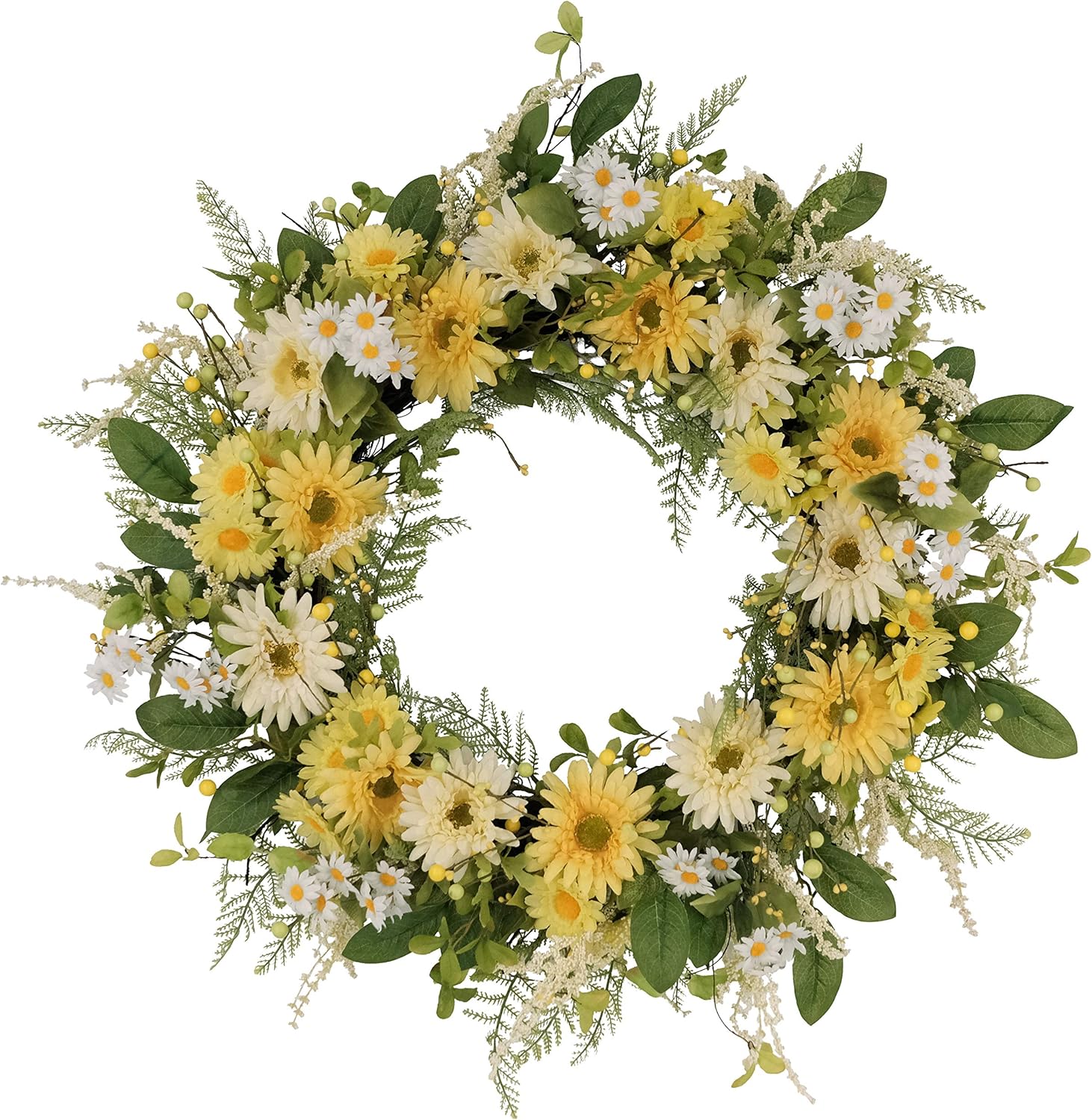 Puleo International 30 Inch Artificial Chrysanthemum and Daisy Wreath