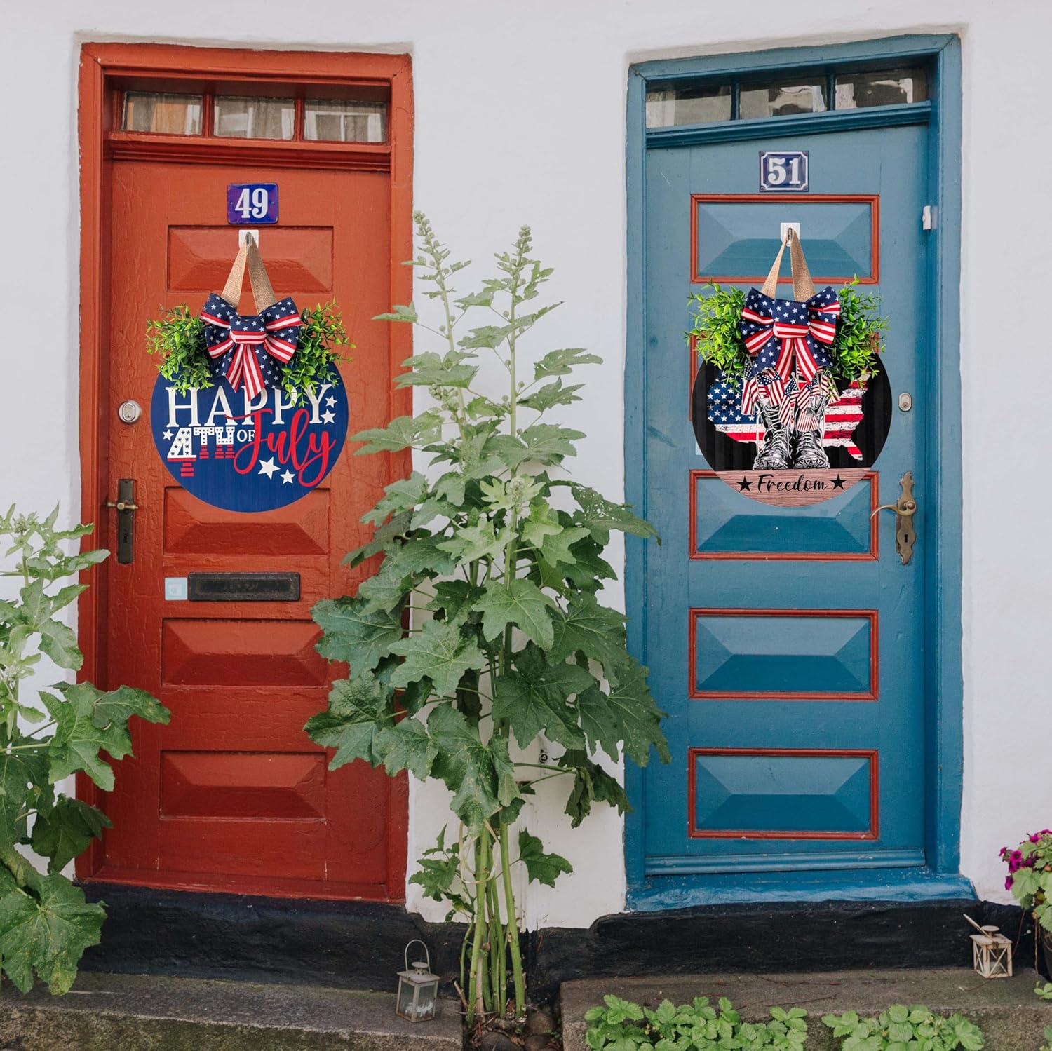 4th of July Patriotic Wooden Door Wreath