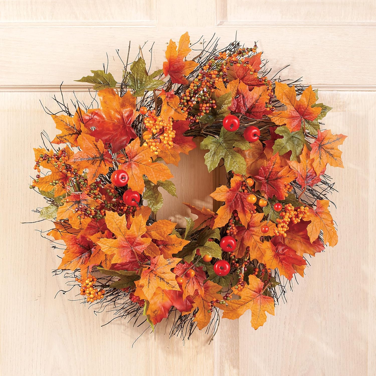 Berry and Autumn Leaves Wreath 20 Inch Diameter