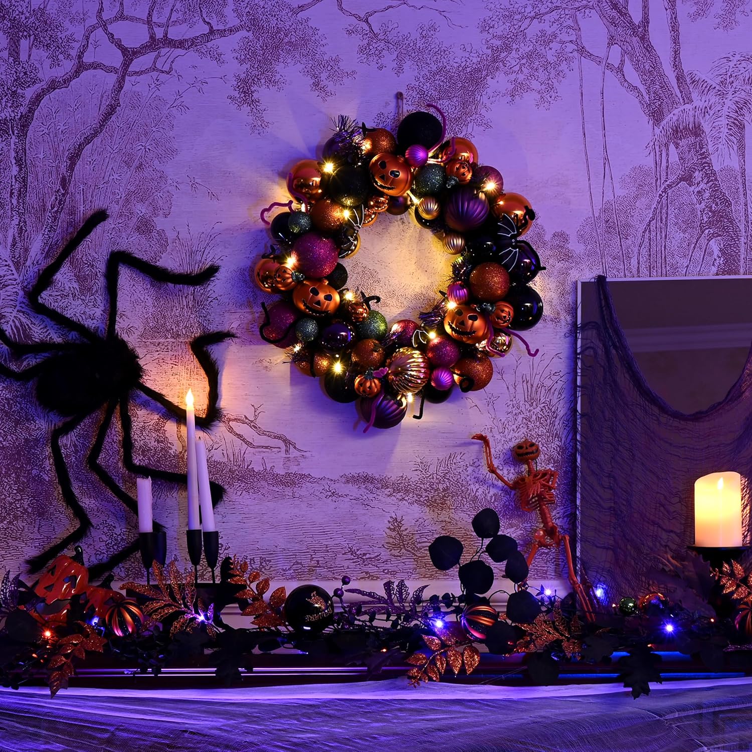 Valery Madelyn Pre-Lit Pumpkin Ball Wreath 12 Inch